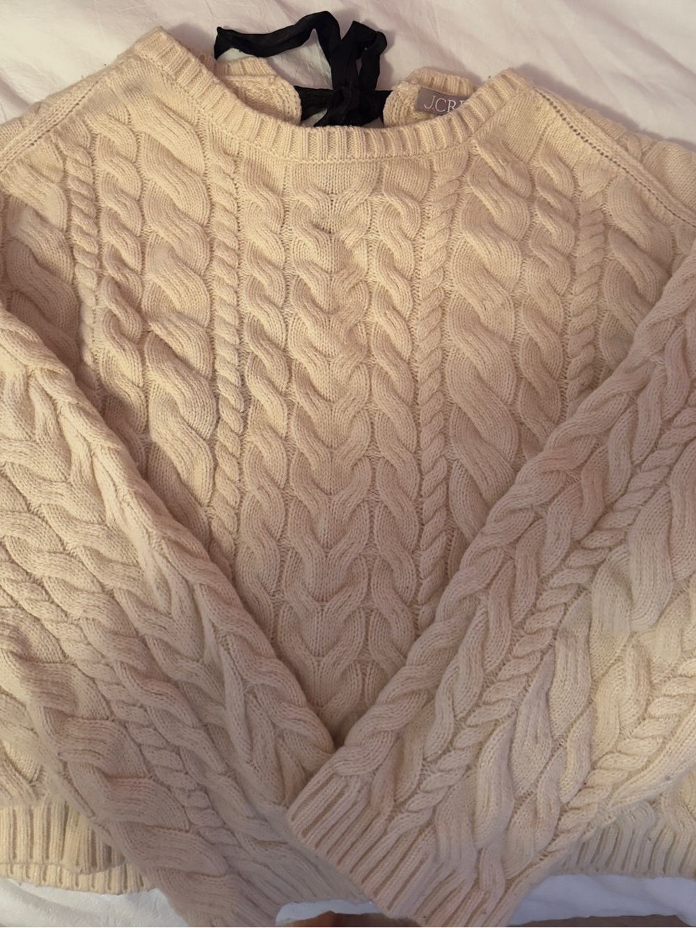J. Crew Cream Cable Knit Crewneck Sweater